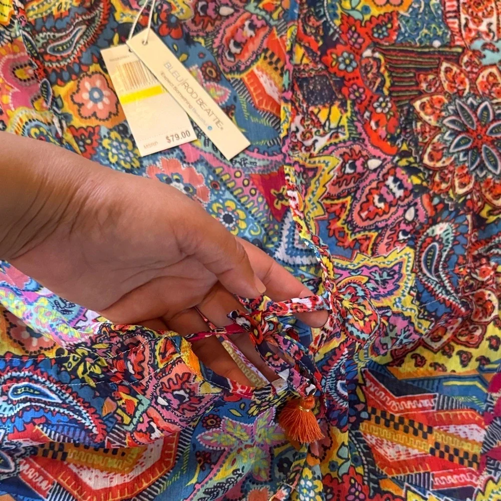 Bleu Rod Beattie Multicolor Paisley Blouse size M